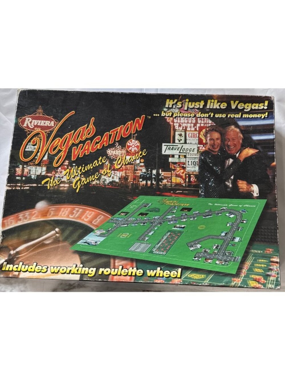 Vegas Vacation Board Game With Working Roulette Wheel 2002 Carousel Games